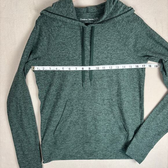 Outdoor Voices Small Women's All Day Pullover Olive Green Cloud Knit Hoodie - Picture 7 of 9